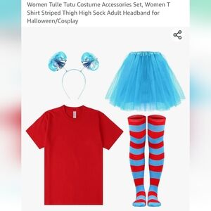 omen's Tulle Tutu Costume Accessories shirt, Stripped tigh High Socks h…